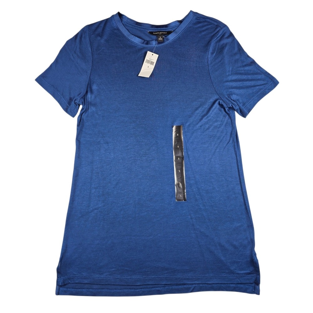 Banana Republic Blue 100% Rayon/Viscose Soft Short Sleeve T-Shirt Women's S NWT